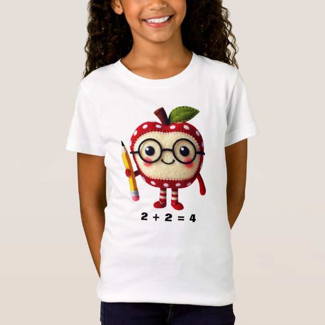 T-Shirt Caractère Pomme rouge mignon avec équation mathéma (Devant)