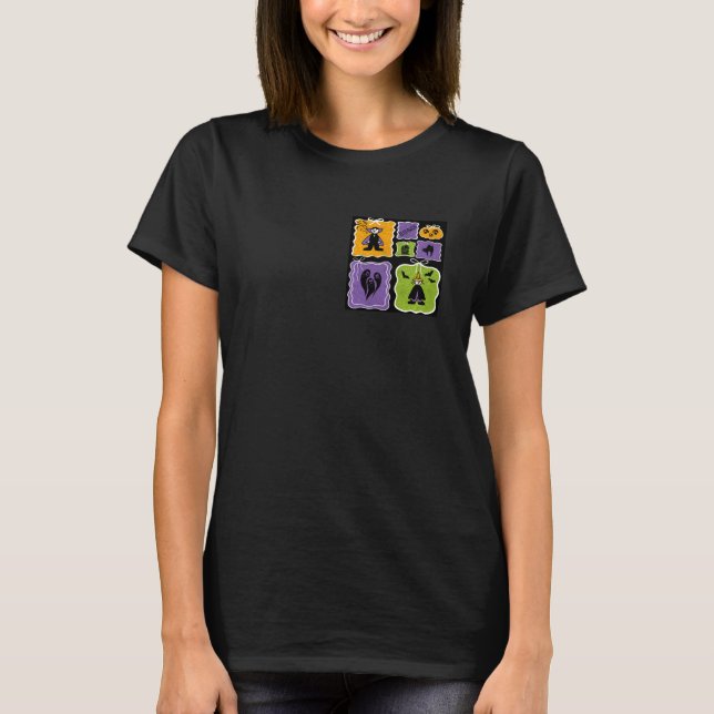 T-shirt Caractères d'Halloween mignonne Vampire et sorcièr (Devant)