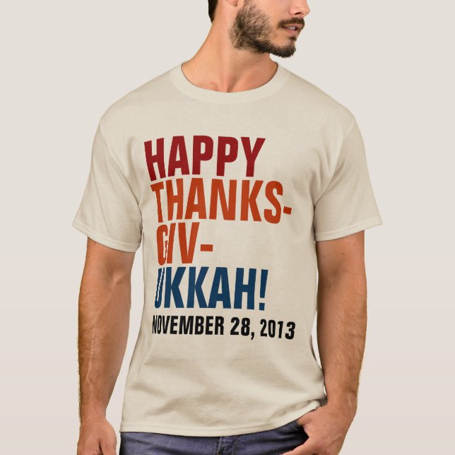 T-shirt Caractères gras 2013 heureux de Thanksgivukkah (Devant)