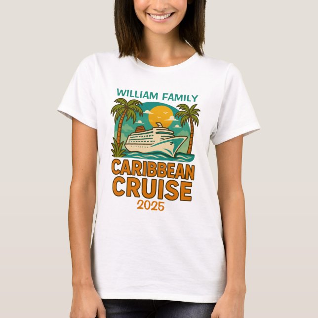 T-shirt Caraibes Croisière Nom et date personnalisés (Devant)
