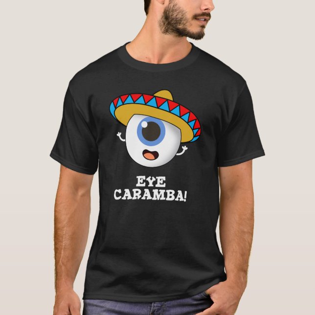T-shirt Caramba de l'oeil amusant pistolet mexicain foncé  (Devant)