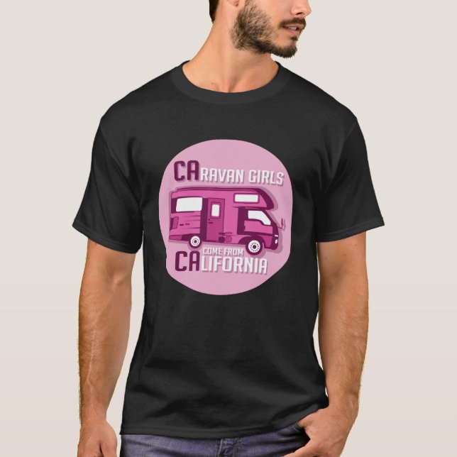 T-shirt Caravan California Girl Camper And Traveller (Devant)