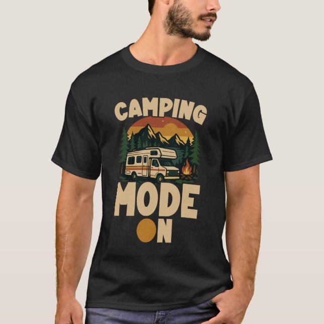 T-shirt Caravane Camping Rétro Mode Camping Activé (Devant)