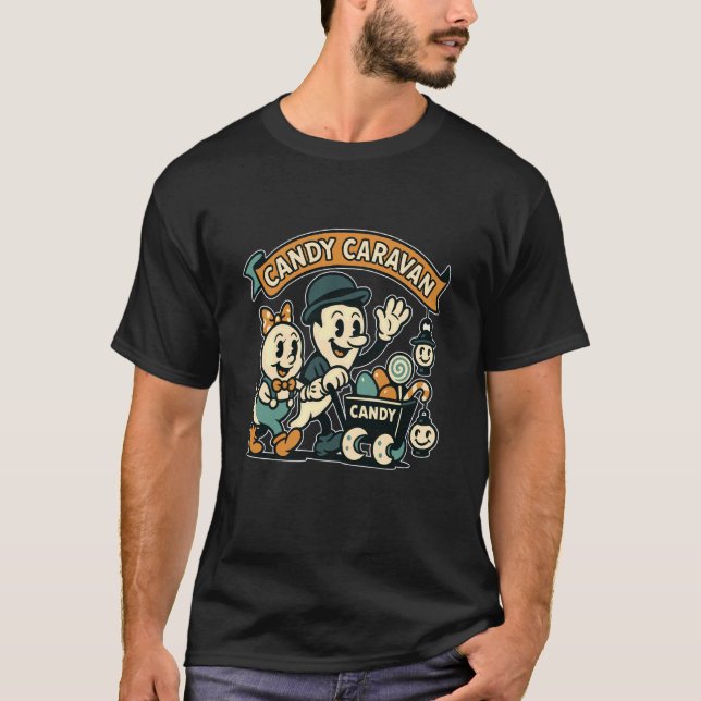 T-shirt Caravane de bonbons Wagon fantôme Sarcelle (Devant)