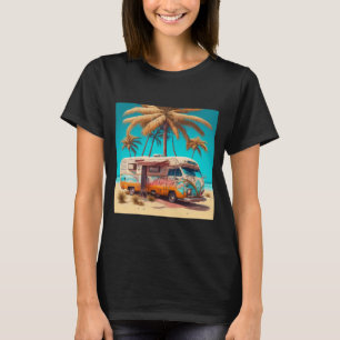 T-shirt Caravane Rétro et Palmiers