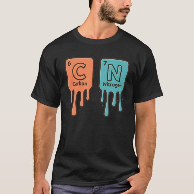 T-shirt Carbone 6 Azote 7 Drôle Tableau Périodique Science (Devant)