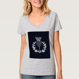 T-shirt Carbone Fibre Print Silver Scottish Thistle