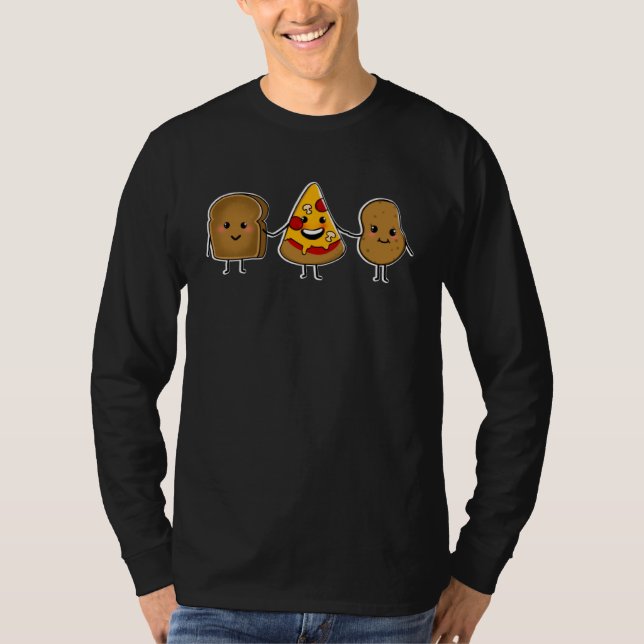 T-shirt CARBS ARE FRIENDS Cute illustration toast pizza an (Devant)