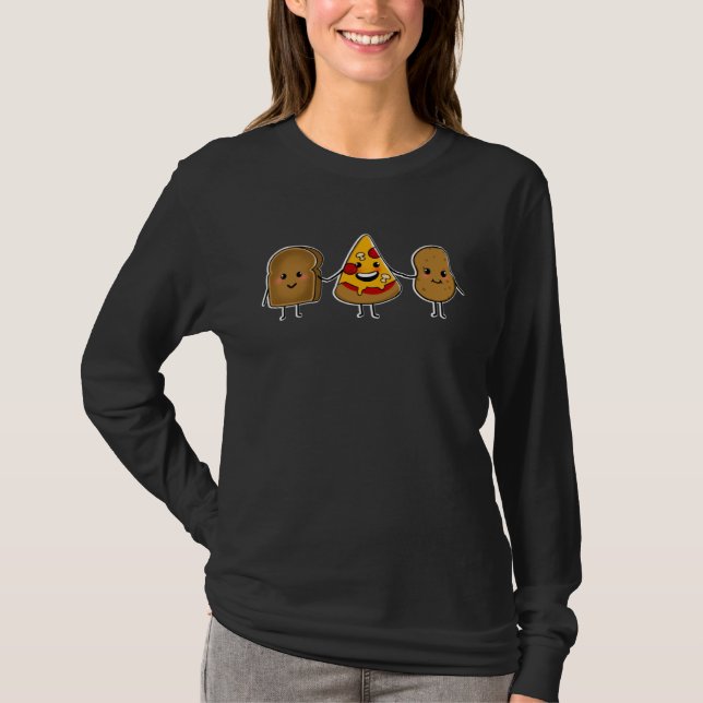 T-shirt CARBS ARE FRIENDS Cute illustration toast pizza an (Devant)