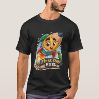 T-shirt Carburant de premier jour Mignon crayon fusée Navi