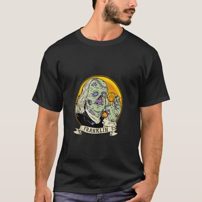 T-shirt Cardano Zombie Dollar Ben Franklin Hotel ADA Crypt (Devant)
