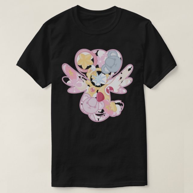 T-shirt Cardcapteur mignon Sakura kérochan silhouette rose (Design devant)