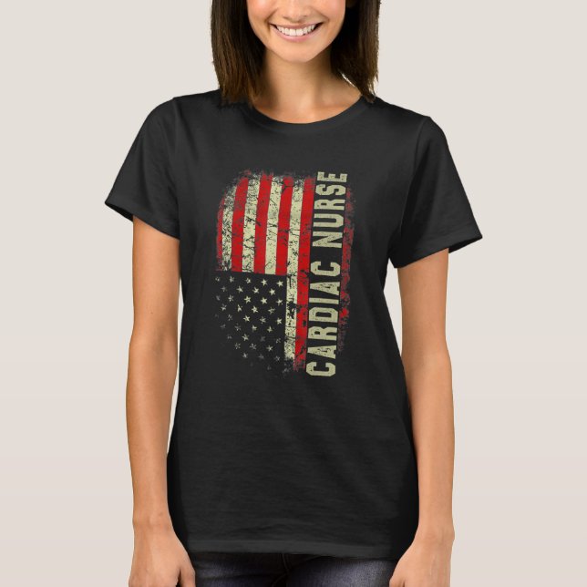 T-shirt Cardiac Nurse 4th Of July US Flag Patriotic Nurse  (Devant)