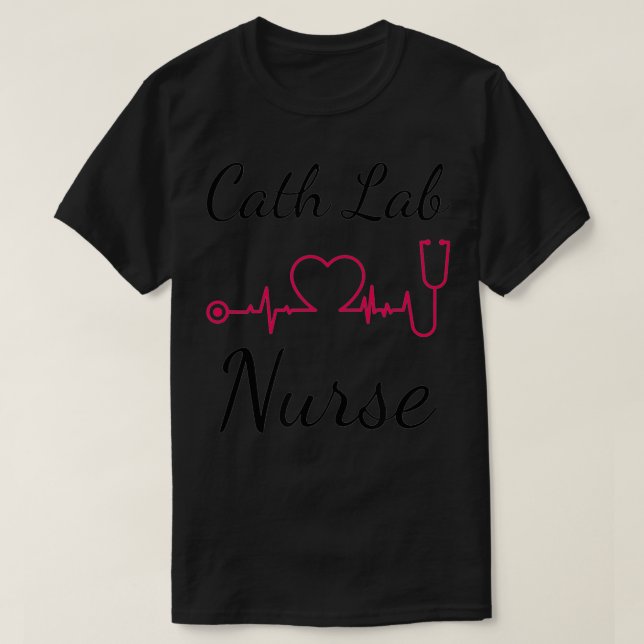 T-shirt Cardiac Nurse Cath Lab EKG CVT Nurse Heart Beat (Design devant)