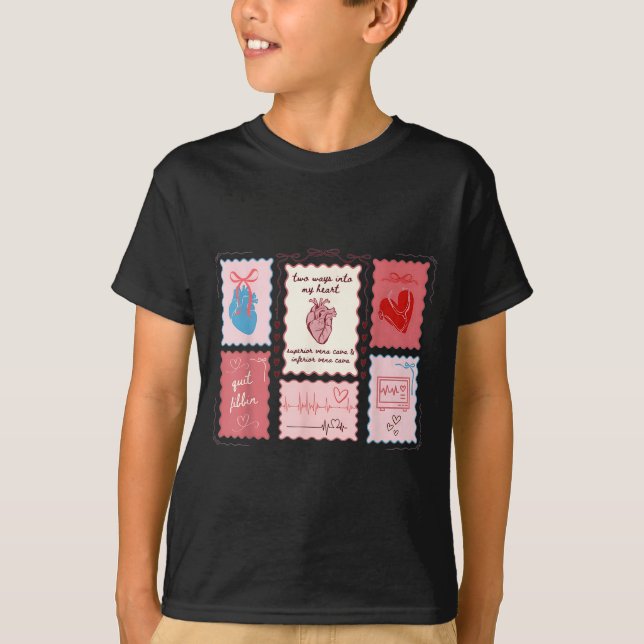 T-shirt Cardiac Nurse Scalloped Stamp Heart Anatomy Coquet (Devant)