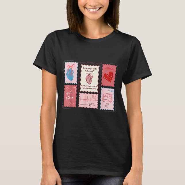 T-shirt Cardiac Nurse Scalloped Stamp Heart Anatomy Coquet (Devant)