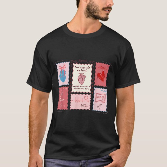 T-shirt Cardiac Nurse Scalloped Stamp Heart Anatomy Coquet (Devant)