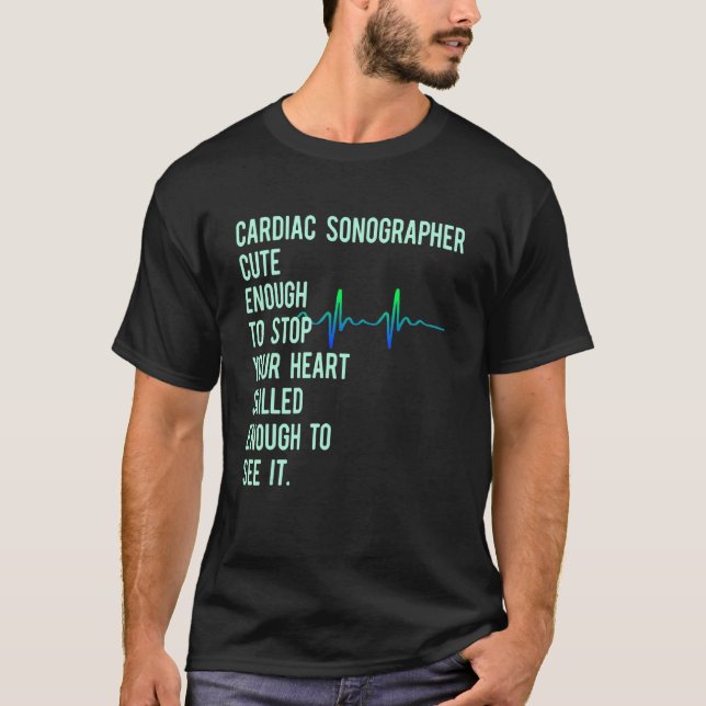 T-shirt Cardiac Sonographe Echo Tech Éduque Les Rdcs (Devant)