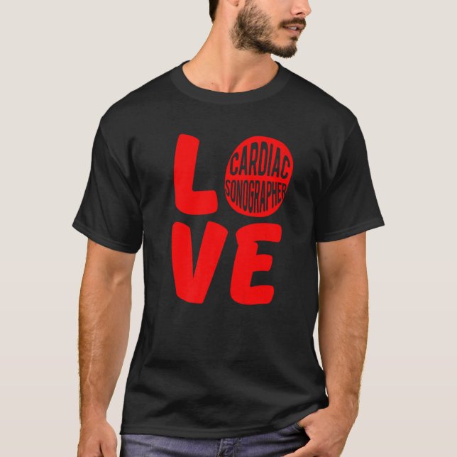 T-shirt Cardiac Sonographe Echo Tech Love RDCS (Devant)