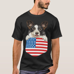 T-shirt Cardigan Welsh Corgi Chien au Drapeau Américain Da