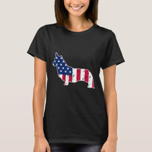 T-shirt Cardigan Welsh Corgi Chien Drapeau Américain 4 Jui