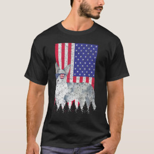 T-shirt Cardigan Welsh Corgi Chien Patriotique Drapeau Amé