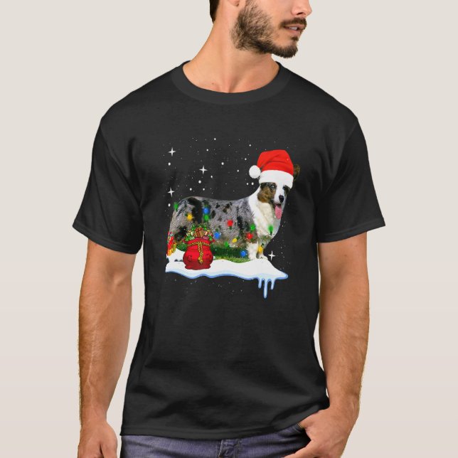 T-shirt Cardigan Welsh Corgi Noël (Devant)