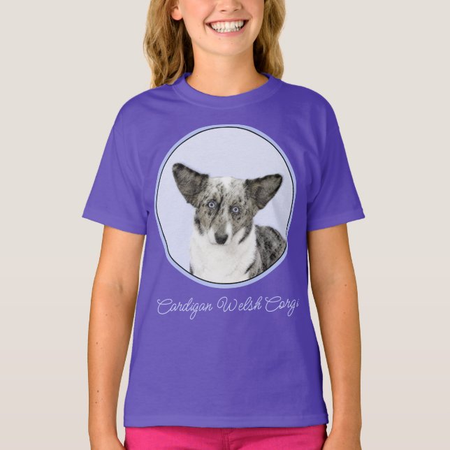 T-shirt Cardigan Welsh Corgi Painting - Original Dog Art T (Devant)