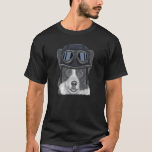 T-shirt Cardigan Welsh Corgi Portant une moto Vintage Il