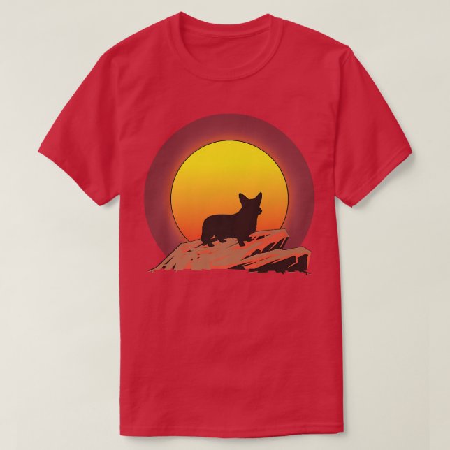T-shirt Cardigan Welsh Corgi Sunrise  (Design devant)