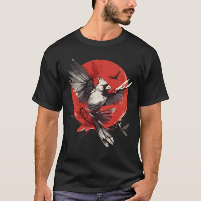 T-shirt Cardinal 3 Japanese Red Sun Ink Wash Art. Part 3/3 (Devant)