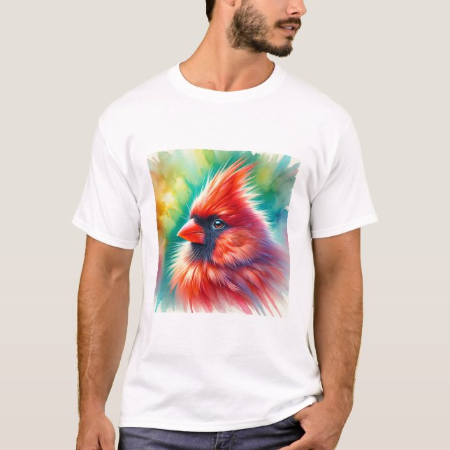 T-shirt Cardinal Bird 300724AREF129 - Watercolor (Devant)