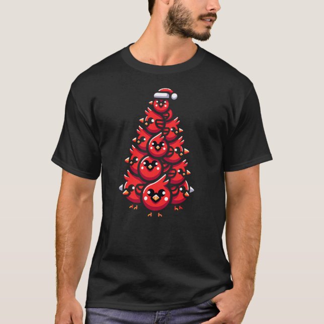 T-shirt Cardinal Birds Christmas Tree Funny Cardinal Birds (Devant)