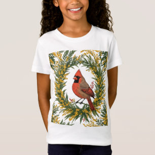 T-Shirt Cardinal de KY avec couronne de fleurs jaunes