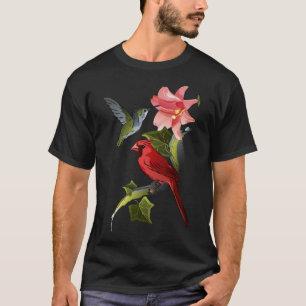 T-shirt Cardinal Et Colibri Avec Lily Rose Et Ivy