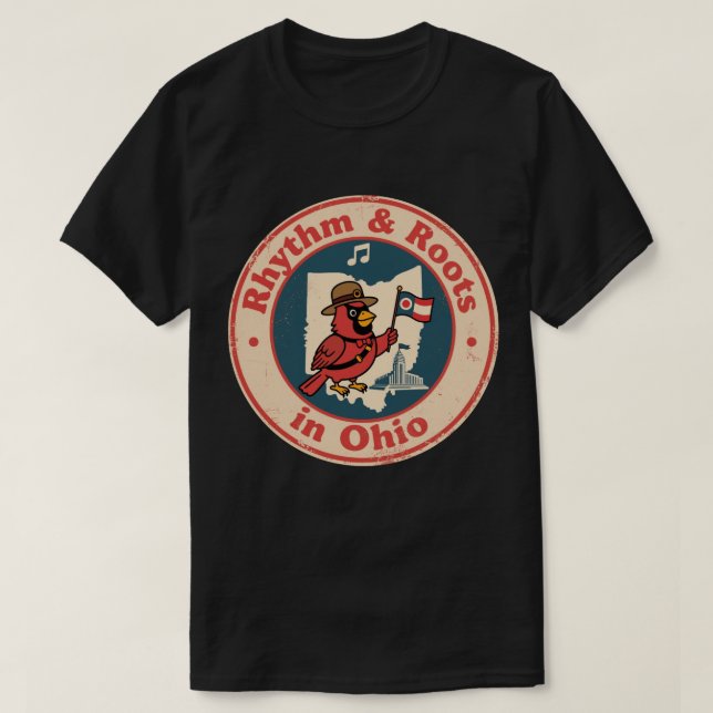 T-shirt Cardinal fière du Midwest avec le drapeau de l'Ohi (Design devant)