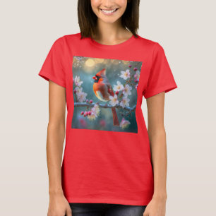 T-shirt Cardinal masculin en fleurs de cerisiers au clair 