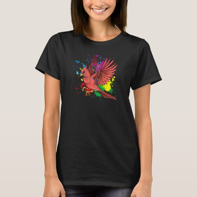 T-shirt Cardinal Oiseau Splash Volant (Devant)