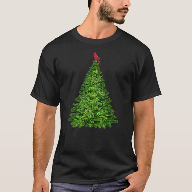 T-shirt Cardinal Red Bird in Pine Tree Christmas (Devant)