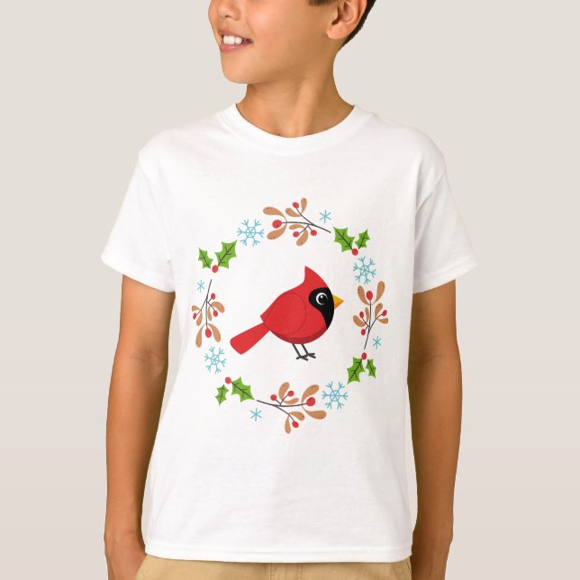 T-shirt Cardinal Rouge Cardinal Cardinal aux Fleurs (Devant)
