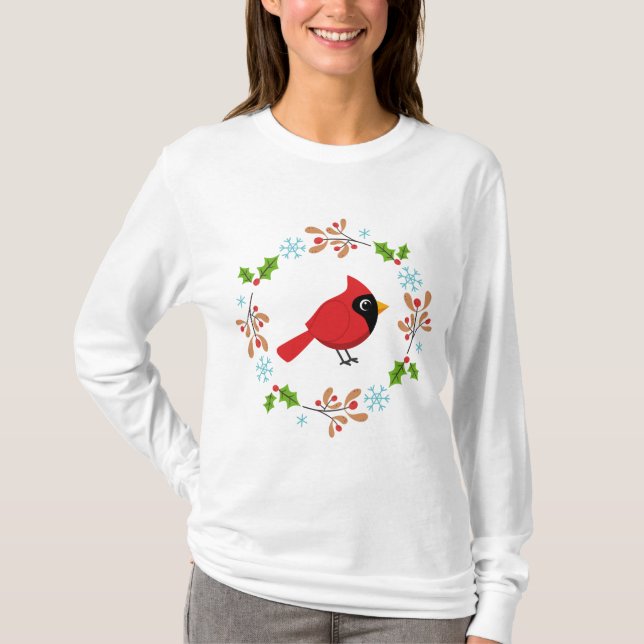 T-shirt Cardinal Rouge Cardinal Cardinal aux Fleurs (Devant)