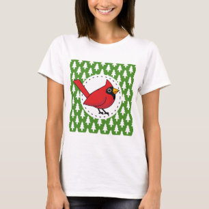 T-shirt Cardinal rouge cardinal sur le Motif vert Pins bla