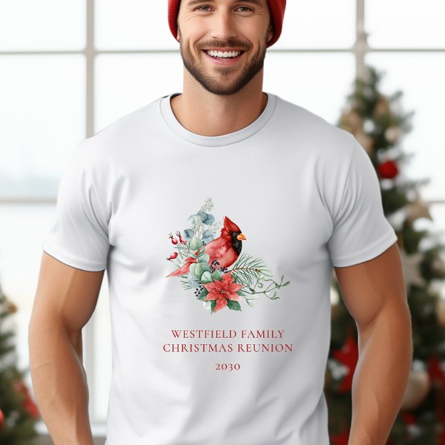 T-shirt Cardinal rouge de la Réunion de la famille de Noël (Christmas Family Reunion Red Cardinal Men's T-Shirt)
