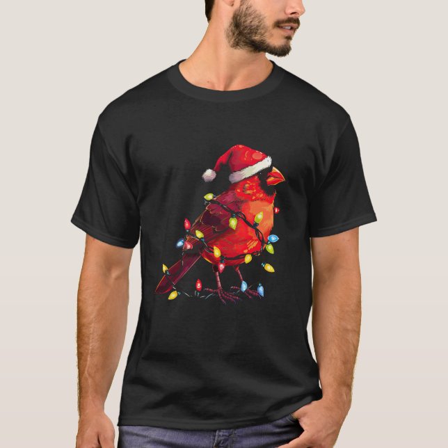 T-shirt Cardinal Rouge de Père Noël Joyeux Noël Oiseau (Devant)