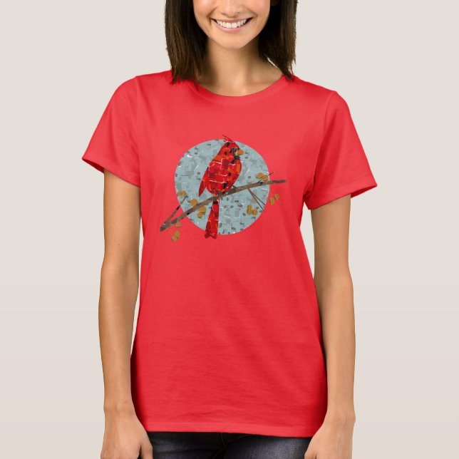 T-shirt Cardinal rouge, l'oiseau de Noël (Devant)
