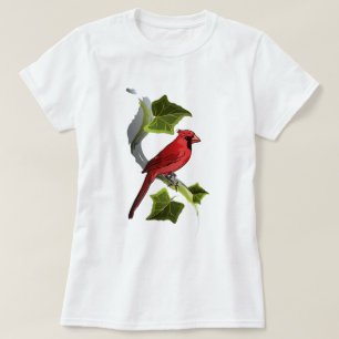 T-shirt Cardinal sur la branche avec le feuille de lierre