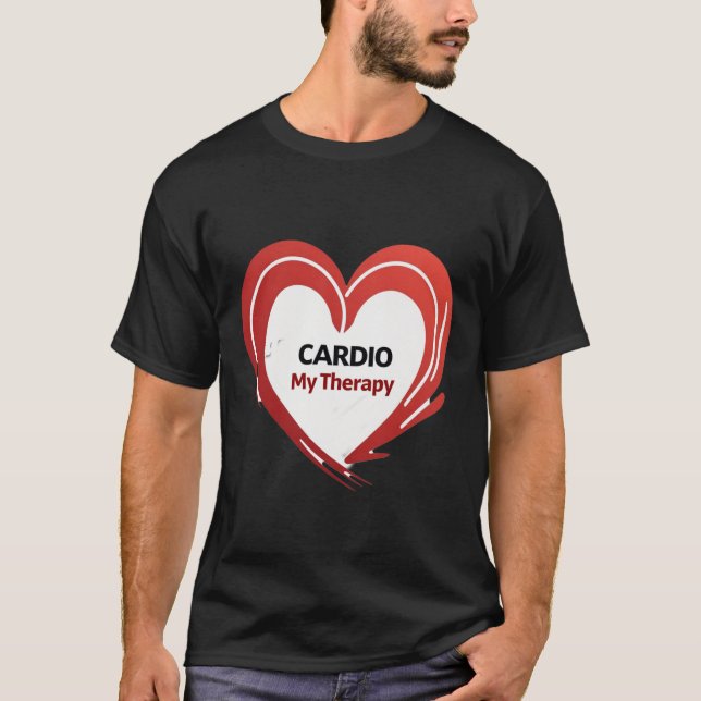 T-shirt Cardio My Therapy | Bold Red Heart Fitness (Devant)