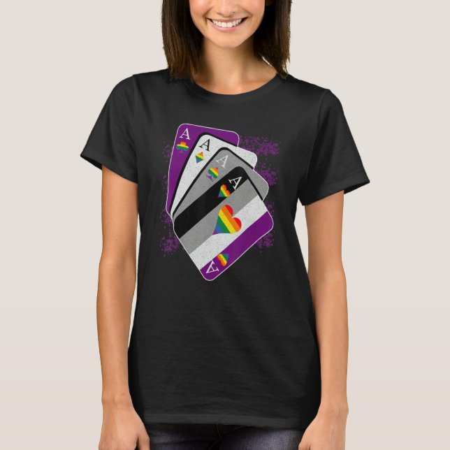 T-shirt Cards Asexual Heart Rainbow LGBT LGBTQ Pride (Devant)