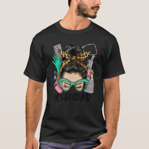 T-shirt CAREGIVER Messy Bun Afro Cheveux Infirmière Vie Sa