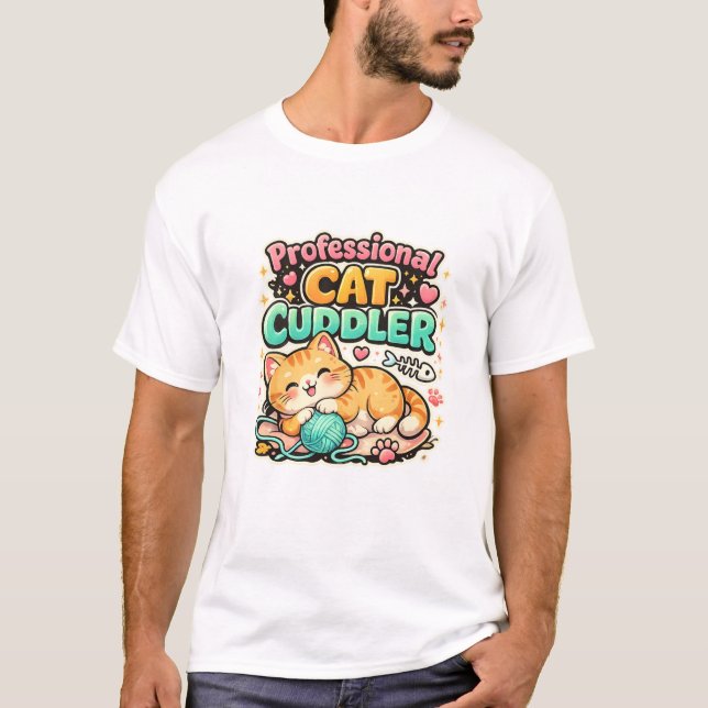 T-shirt Caresseur de Chat Professionnel (Devant)